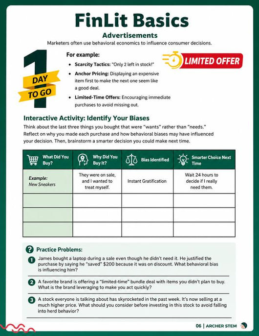 ArcherSTEM English Financial Literacy Workbook